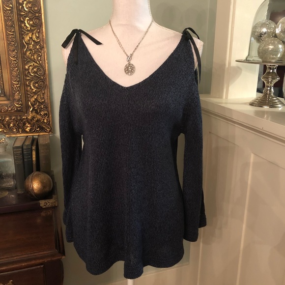 LC Lauren Conrad Sweaters - Lauren Conrad Blue Cold Shoulder Sweater NWT